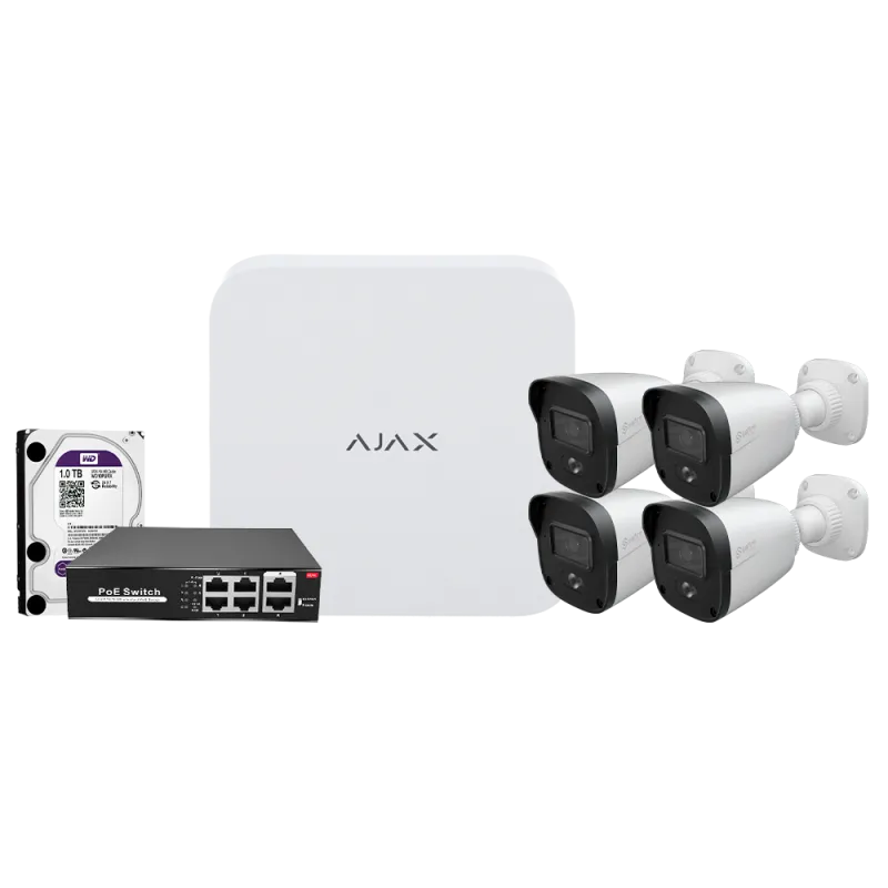 NVRKIT108B-4 - Kit de videovigilancia Ajax