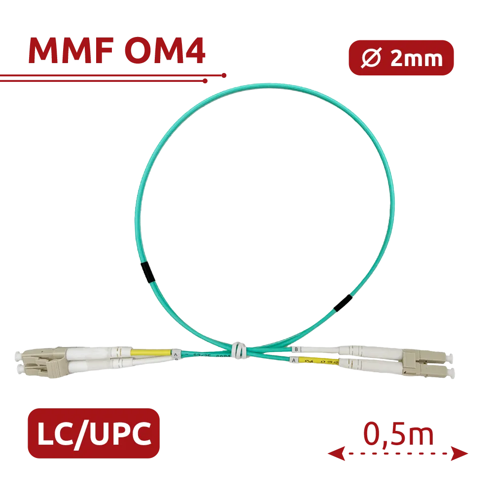 Câble de connexion à fibre optique SF-LC-UPC-LC-UPC-OM4-DX-05M-A Câble de connexion à fibre optique SF-LC-UPC-LC-UPC-OM4-DX-05M-A